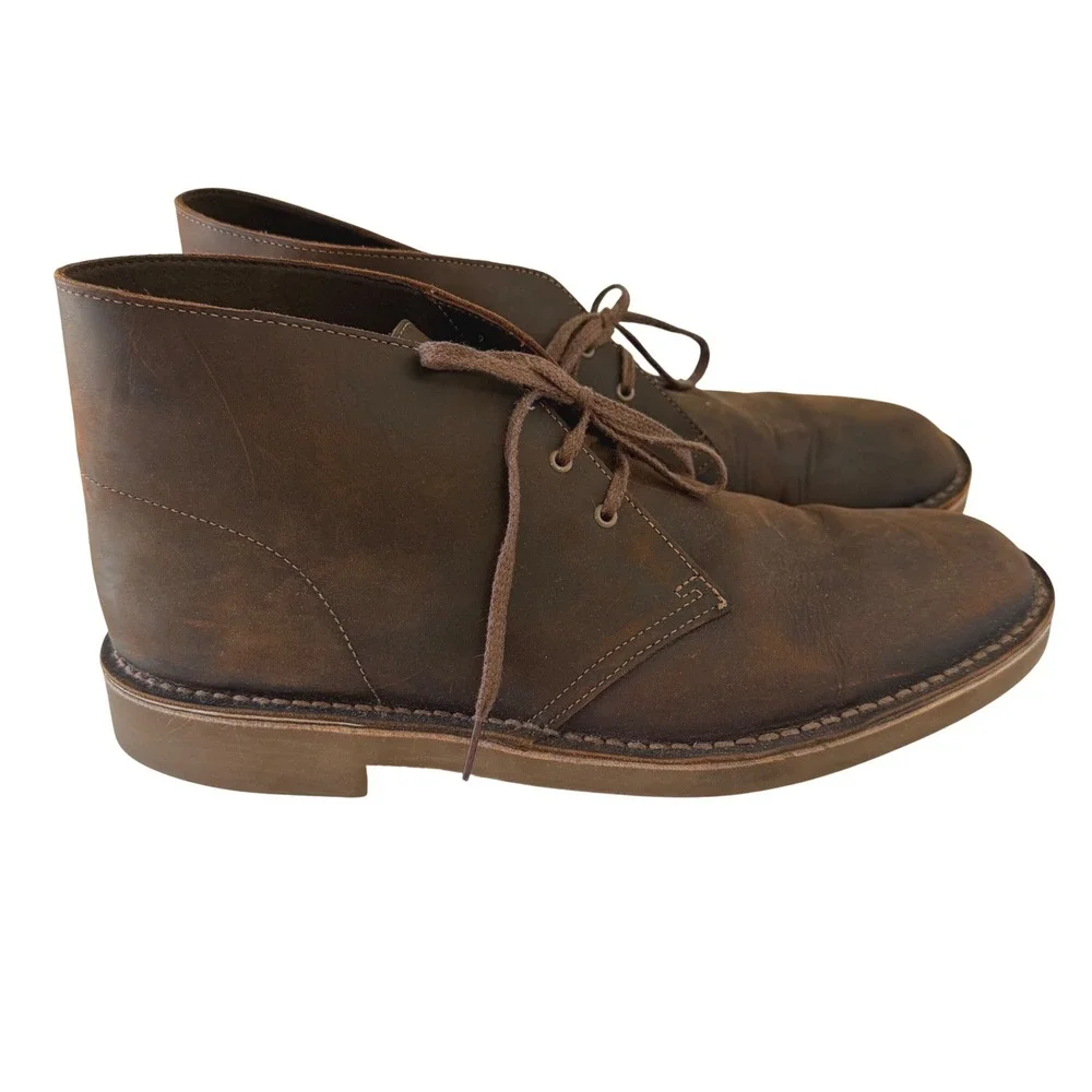 Clarks Mens Bushacre 3 Beeswax Brown Leather Chukka Boots Size 14 260822863140